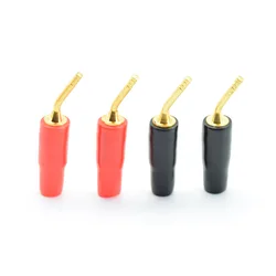 4pcs/lot 2mm Red & Black Gold-plated Copper Banana Plugs Adapter Speaker Audio Wire Cable Connector bent Pin Plugs