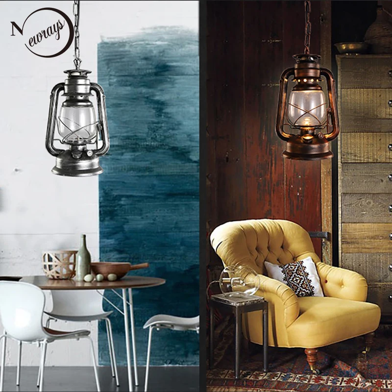 Retro Vintage lantern Kerosene Pendant Lamp E27 Lights Loft Restaurant Master Bedroom Dining/living room kitchen bar cafe