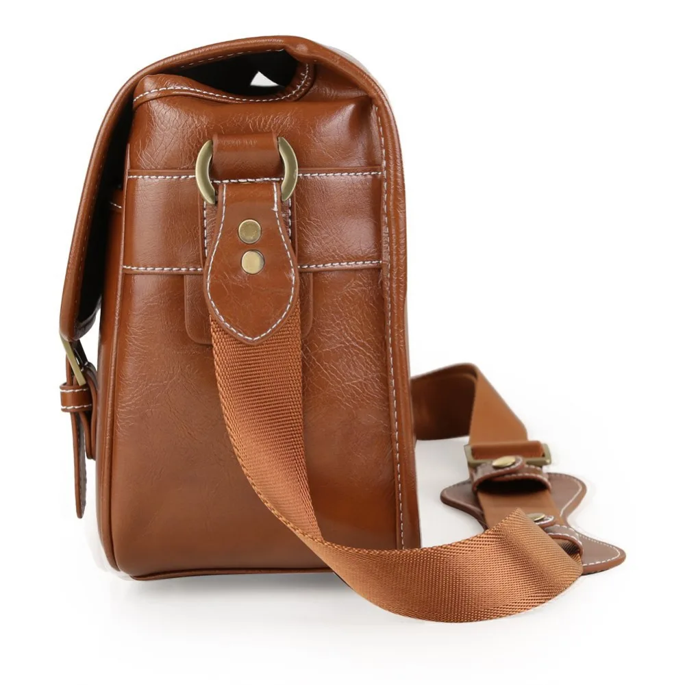 Bolsa de ombro dslr slr retrô, couro pu, à prova d'água, para câmera dv, nikon, canon, sony, casual, moda