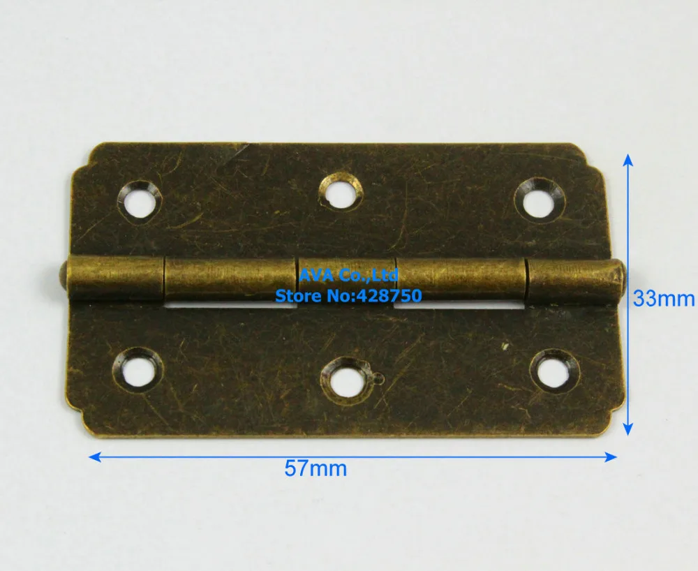 

20 Antique Brass Jewelry Box Hinge 57x33mm with Screws