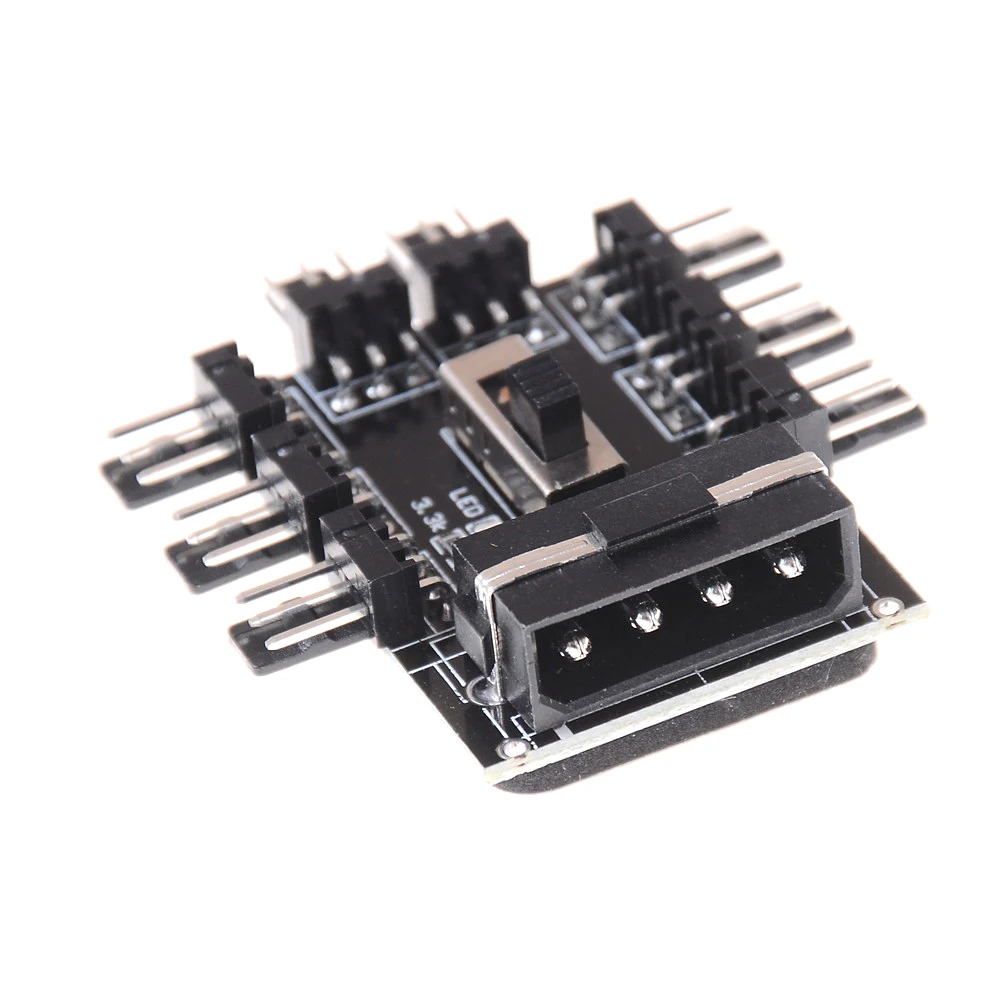 PC Computer IDE Molex 1 to 8 Multi Way Splitter Cooler Cooling Fan Hub 3pin 12V Power Socket PCB Adapter 2 Level Speed Control