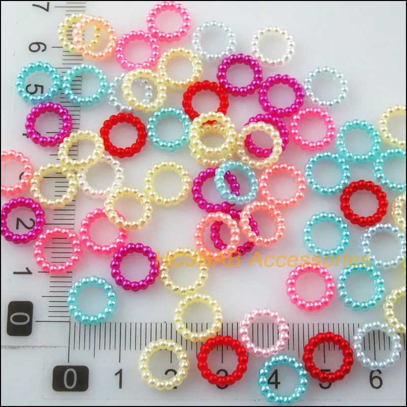 250Pcs Mixed Round Circle Acrylic Plastic Spacer Beads Charms 10mm