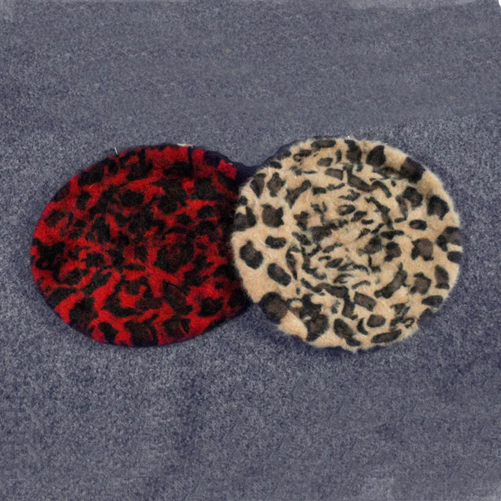 Women French Style Vintage Leopard Print Wool Soft Winter Warm Beret Beanie Hat HATBD0055