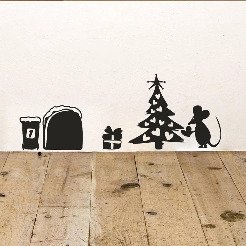 Funny Mouse Hole Wall Stickers Cartoon Rat Hole Removable Mural Christmas Home Decor Bedroom Living Room Decoration Decals