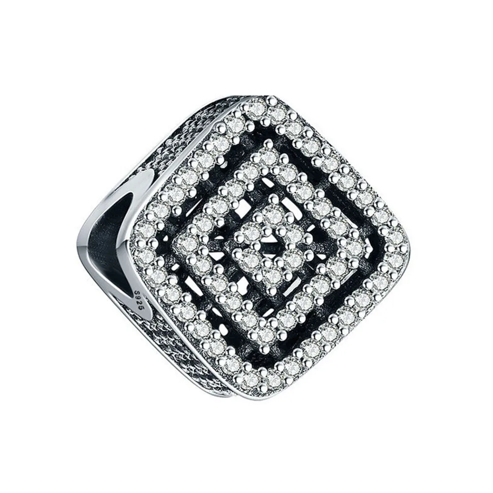 

Authentic 925 Sterling Silver Charm Bead Geometry Line Crystal Beads For Original Pandora Charm Bracelets & Bangles Jewelry