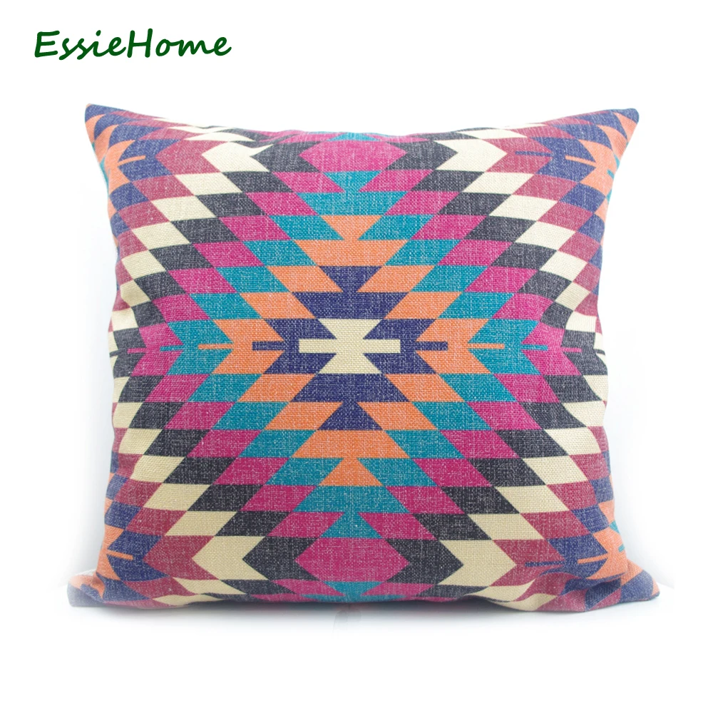 ESSIE HOME High-End Digital Print Purple Turkish Ethnic Kilim Diamond Pattern Pillow Case Cushion Cover For Chair Home Decoratio