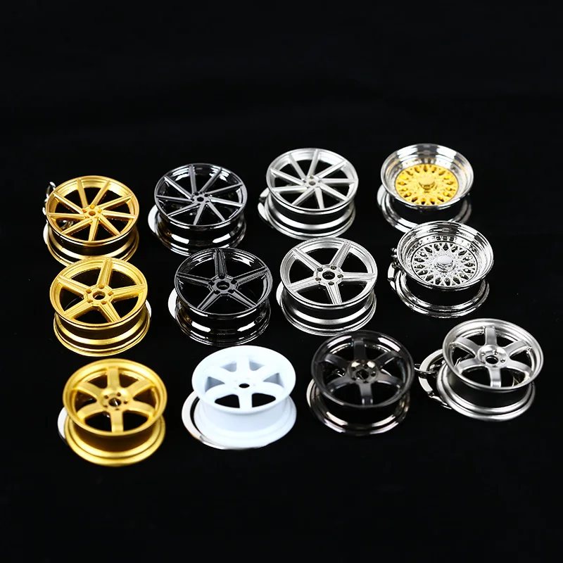 JDM Wheel Rim Hub Tuning Mini Keychain Key Chain Keyring Key Ring Pendent JDM Hellaflush Zinc Alloy Car Truck TE37 CVT MB Design