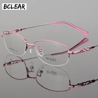 BCLEAR 2018, gafas de moda para mujer, montura de gafas de aleación con memoria, medio marco, gafas transparentes Vintage, montura de gafas ópticas