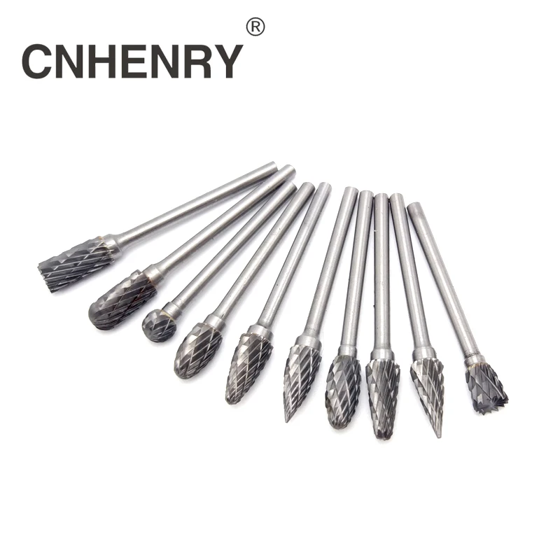 Juego de rebabas rotativas de carburo de tungsteno, accesorios Dremel para herramientas rotativas, brocas de grabado, vástago de 3mm, 10 Uds.