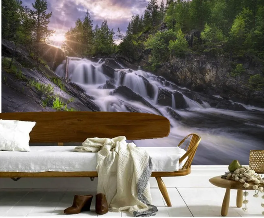 

Custom large murals,Norway Rivers Waterfalls Crag Rays Nature wallpapers,living room sofa TV wall bedroom papel de parede