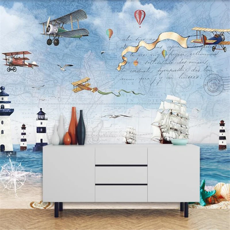 wellyu  Custom wallpaper  Aircraft sailing sea background wall  wall papers home decor  papel tapiz para pared moderno