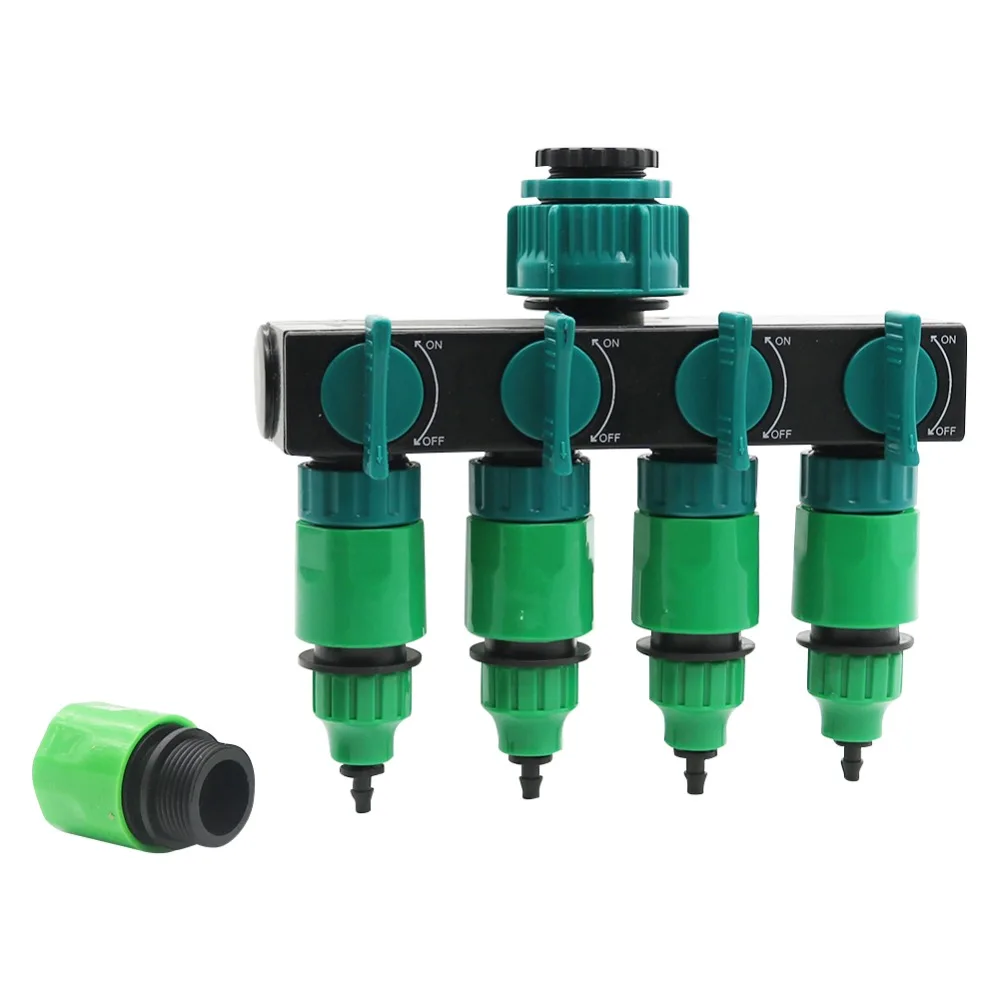 Garden Irrigation 4-way Tap Hose Splitter Garden Drip 4/7 or 8/11 Hose Fittings Pipe Connector Irrigation Set 1 Set