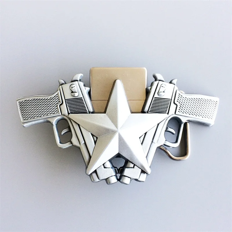 

New Antique Silver Guns Star Lighter Belt Buckle also Stock in US Gurtelschnalle Boucle de ceinture BUCKLE-LT018AS