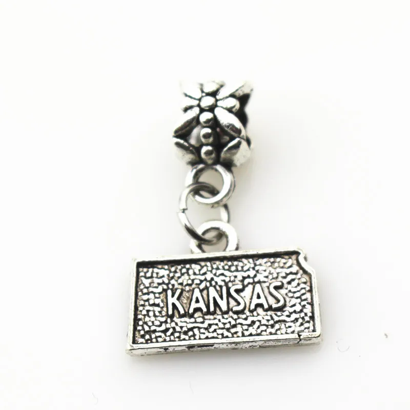 

Hot Selling 50pcs American KANSAS Dangle Charms Macroporous Beads Charm Diy Fashion Bracelet Jewelry Floating Charms