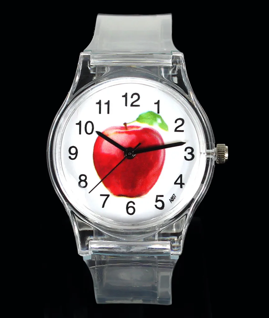 Reloj de pulsera deportivo de dibujos animados para niños, fruta de manzana, limón, naranja, girasol, sandía, fresa, regalo para estudiantes