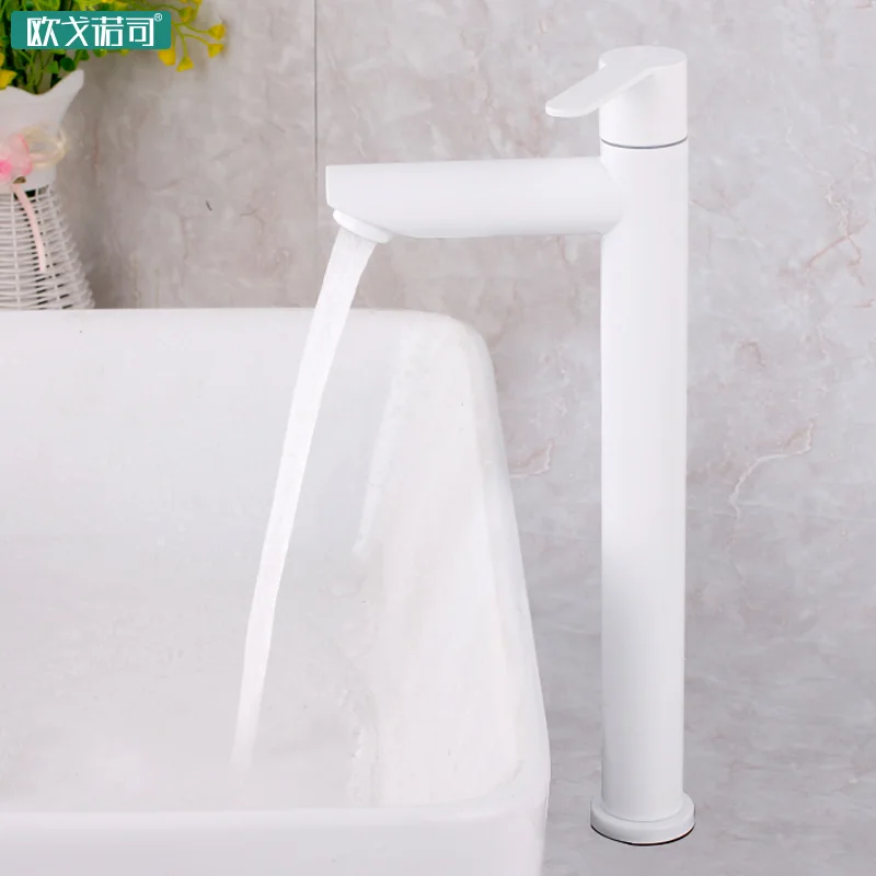 White bathroom basin faucet european style 304 stainless steel single cold water tap