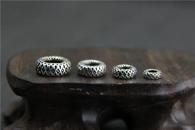 100% 925 Sterling Silver Fancy Craft Wheel Round Spacer Beads 6mm 8mm 10mm 12mm Silver Connector Ring Beads DIY Jewelry Making