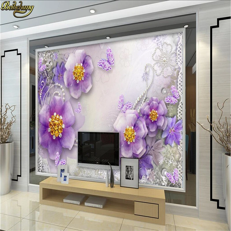 beibehang Custom photo wallpaper wall murals wall stickers luxury gorgeous purple European flowers 3d 3d TV background wall