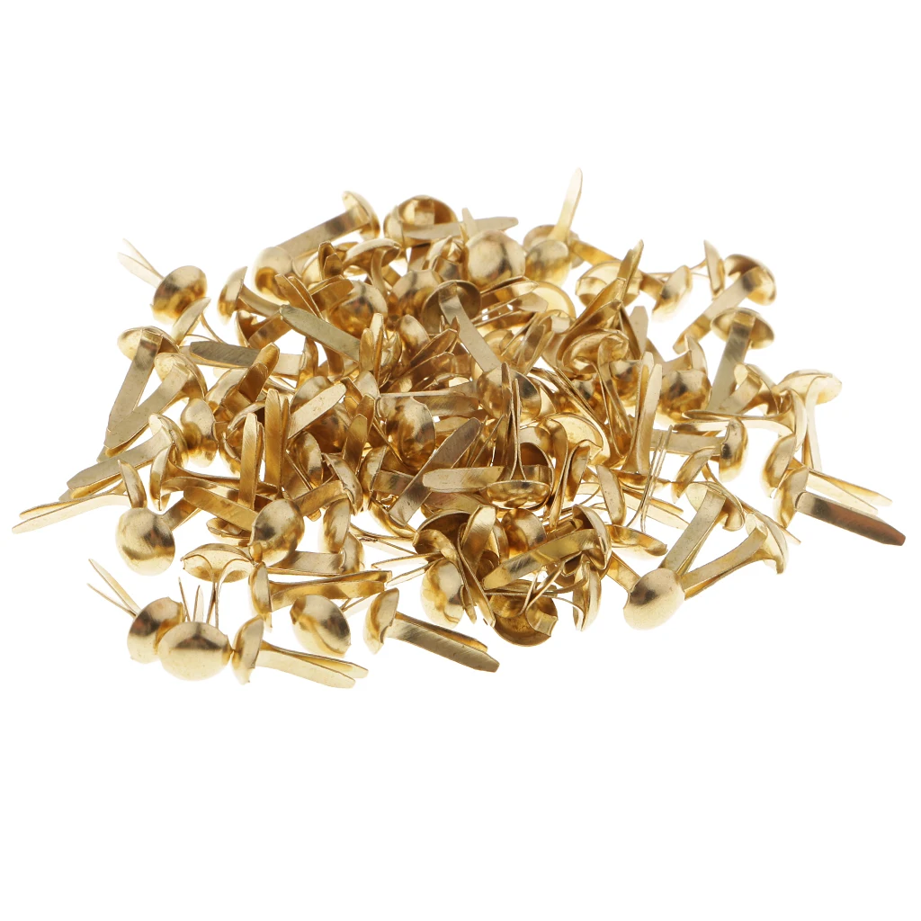 200pcs 6mm Gold Metal Split Pins Brads DIY Paper Fasteners for Scrapbooking