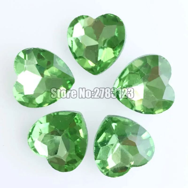 Model complete! Light green Glass Crystal heart shape pointback loose rhinestones, diy/Clothing accessories SWHP214