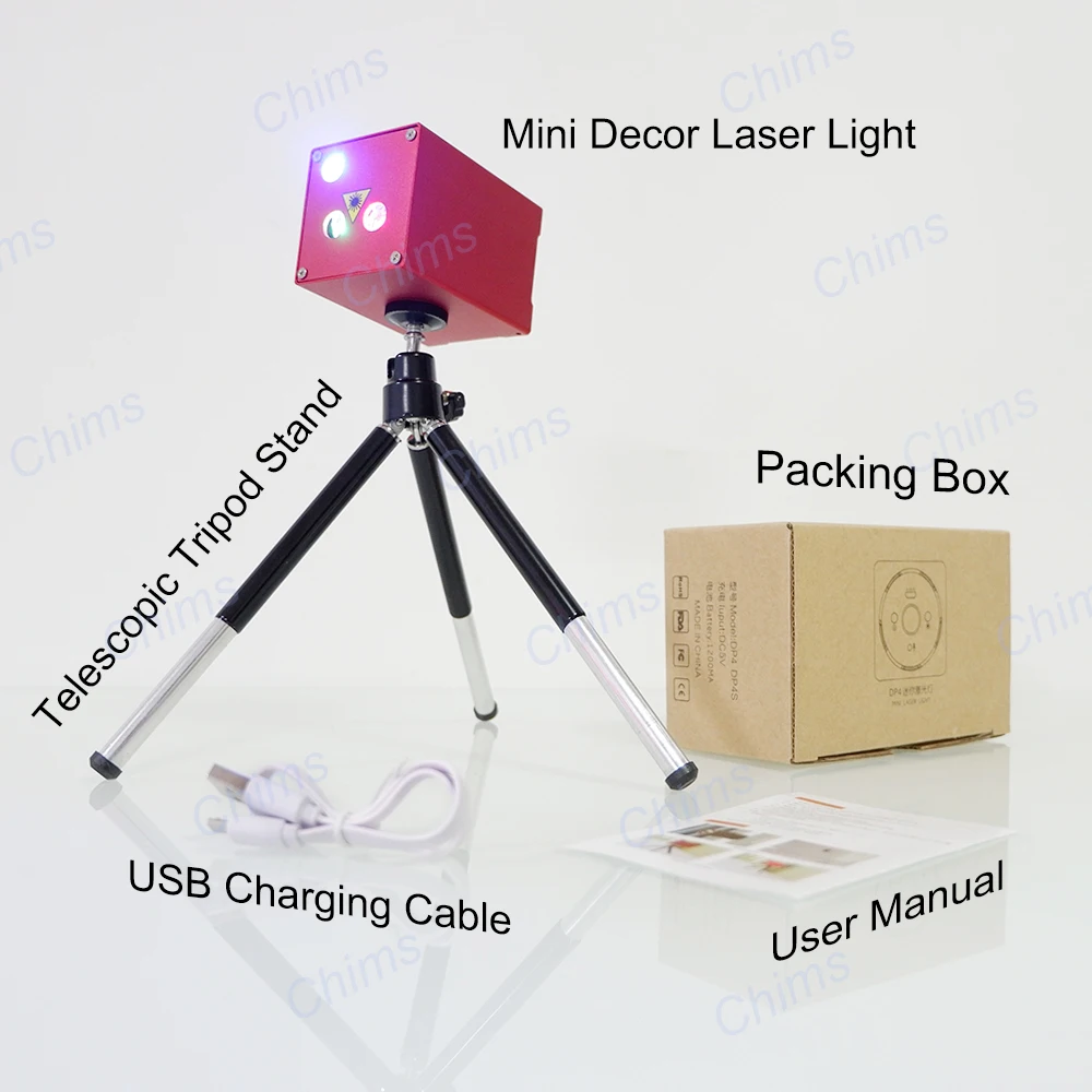 Chims-Mini proyector láser portátil, Iluminación inalámbrica, recargable, RGB, Aurora, Meteor Star, para viajes al aire libre, Camping, fiesta de navidad