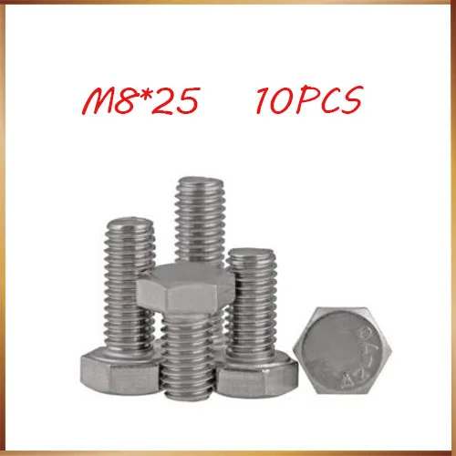 

Free shipping10pcs/Lot DIN933\GB5783 M8x25 mm M8*25 304 Stainless Steel hex bolts Outside the hexagonal screw m8 bolts,m8 nails