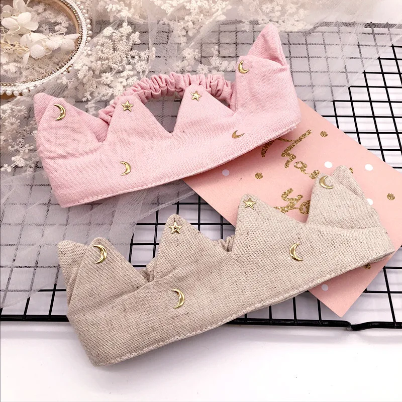 Boutique 10pcs Fashion Cute Tiaras Hairbands Solid Kawaii Crown Elastic Adjustable Headbands Princess Bandanas Hair Accessories