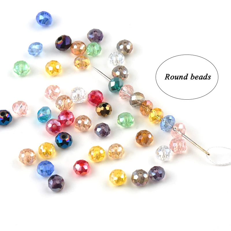 Hot sale 4mm-8mm plated ab color crystal round beads loose glass ball beads for Necklace bracelet making diy,Jewelry accessories