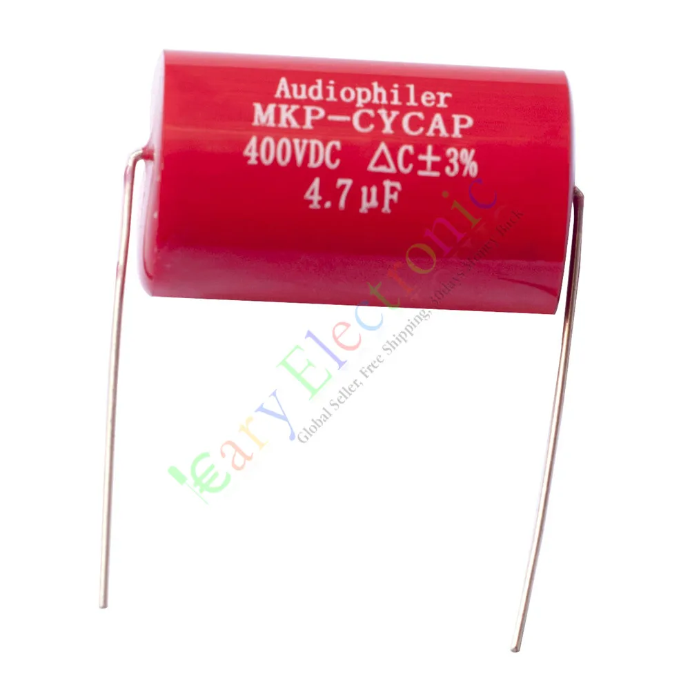 Wholesale and retail 10pc MKP 400V 4.7uf Red long copper leads Axial Electrolytic Capacitor audio amp free shipping