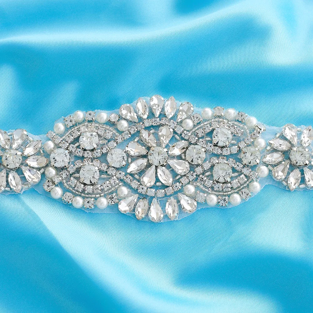 Cintura da sposa in cristallo argento SESTHFAR con perle lussuosi nastri di strass cintura da sposa fascia per abito da festa di nozze