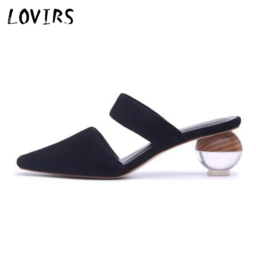 Lovirs Women Closed and Pointed Toe Cone Transparent Strange Style Pumps Slippers Medium Heels for Dress Party Wedding Shoes