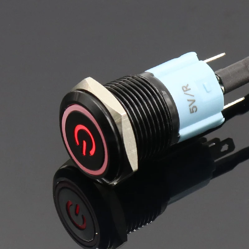 LED momentary 16mm Waterproof Metal Push Button Switch 5V 12V 220V