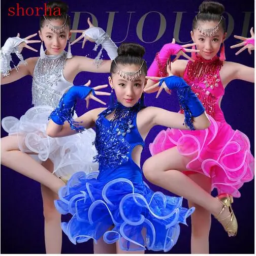 

New Latin dance dress children Latin dance costumes costumes girls tassel sequins competition clothes new dance dresses