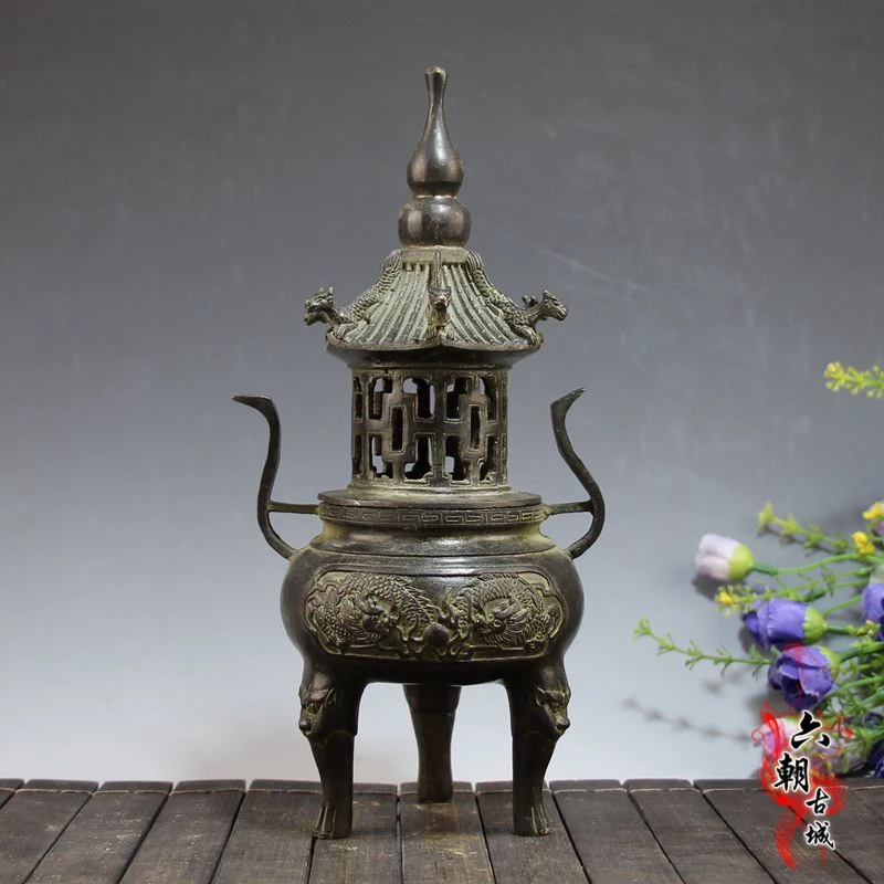 

Rare old Ming Dynasty broze Dragon censer,Handicraft Tower incense burner,best collection& adornment,Free shipping