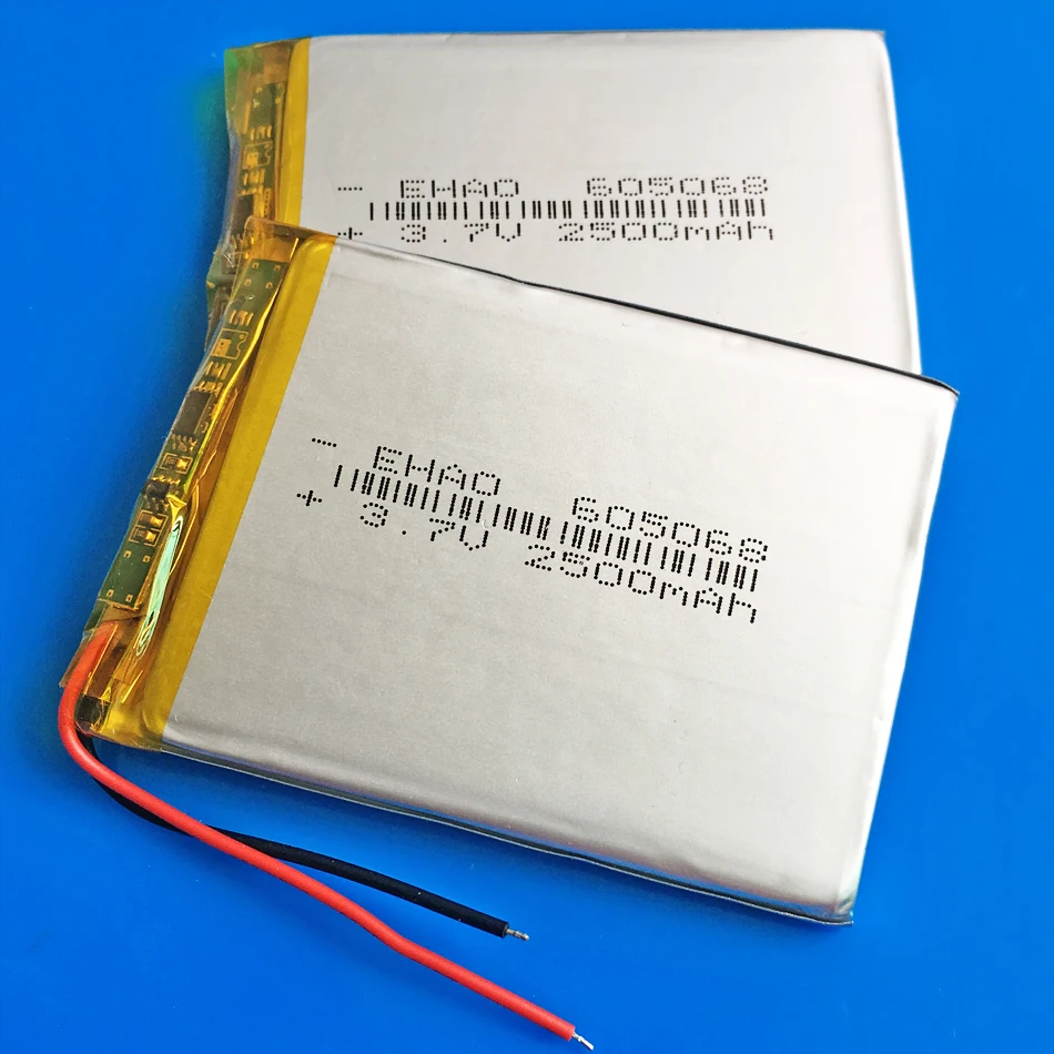 Литий-полимерная аккумуляторная батарея 3,7 2500 В 605068 мАч для GPS DVD PAD Power Bank, электронная книга, камера, планшет, ПК, ноутбука, динамик