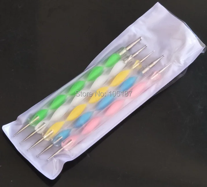 10Sets 5pcs/set 2way Nail Polish Art Dotting Marbleizing Pen Tools be used on Natural nails