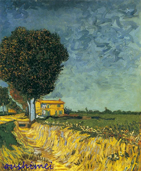 

Hand Painted Van Gogh Painting The End Of The Road Scenery Home Decor for Living Room Hotel Tree Landscape Famous Picture