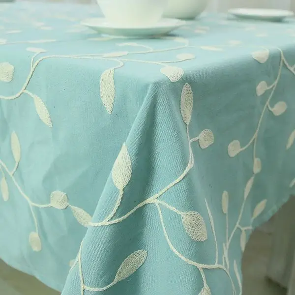 Embroidered Cotton Table Cloth Crochet Leaf Tablecloth Embroidery  Dustproof Square Rectangular Dinning Table Cover Home Textile