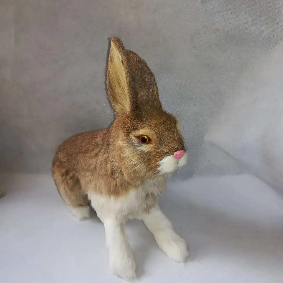 real life toy sqautting rabbit model,polyethylene&furs large 44x35cm toy home decoration birthday gift w0209