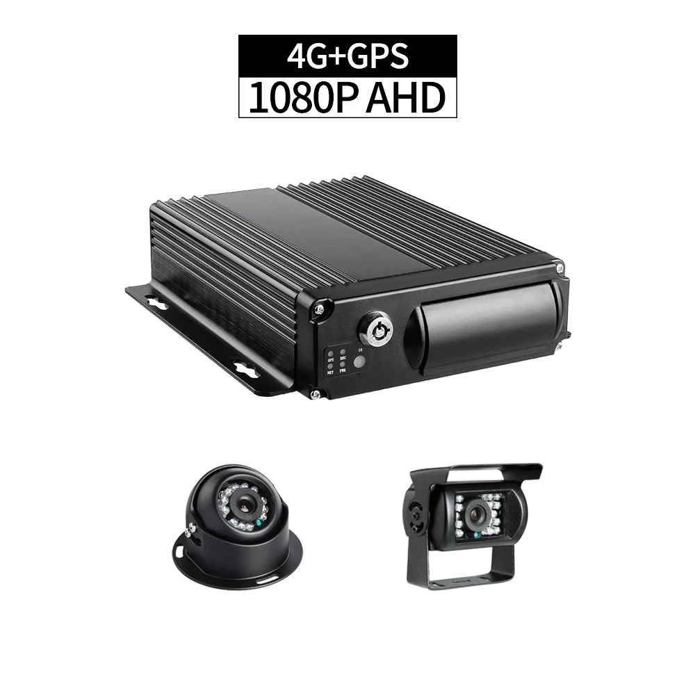 

4CH 1080P SD Card Mobile Truck DVR Kit 4G LTE GPS Positioning with 2.0MP Front/Rear View Waterproof CCTV Car Camera for Taxi Bus