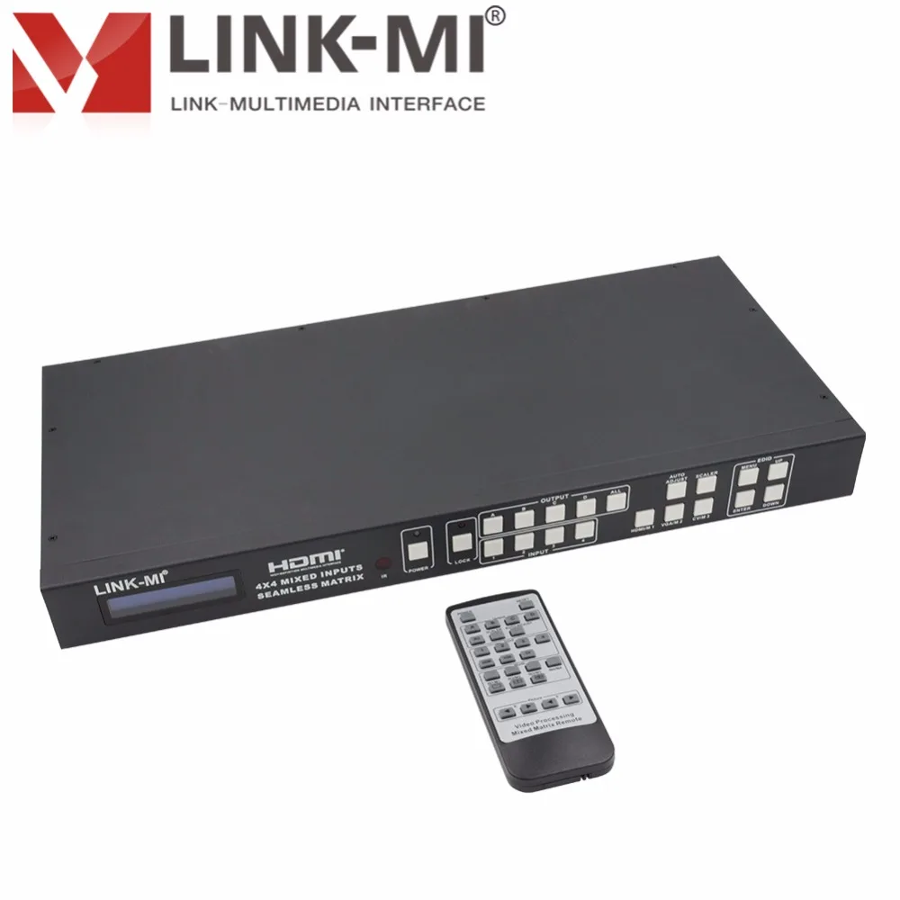 Comutador matricial 4x4, controle de vídeo para parede, 4x1, multivisor, hdmi, vga, entrada av, processador edid