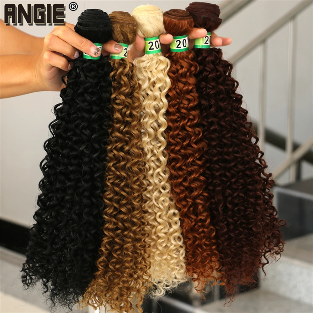 Ekstensi rambut keriting Afro Kinky 100 Gram 14-30 inci bundel warna emas murni jalinan rambut sintetis tahan panas untuk wanita