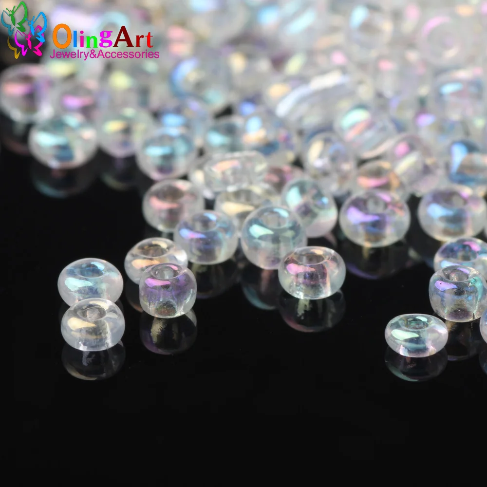 OlingArt 2MM 45G/lot Glass Seed Beads Multicolored transparent Round spacer bead DIY jewelry making 2023 New