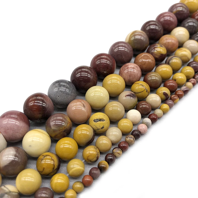 Natural Stone Mookaite Egg Yolk Loose Beads 4 6 8 10 12MM Fit Diy Bracelet Necklace For Jewelry Making Wholesale