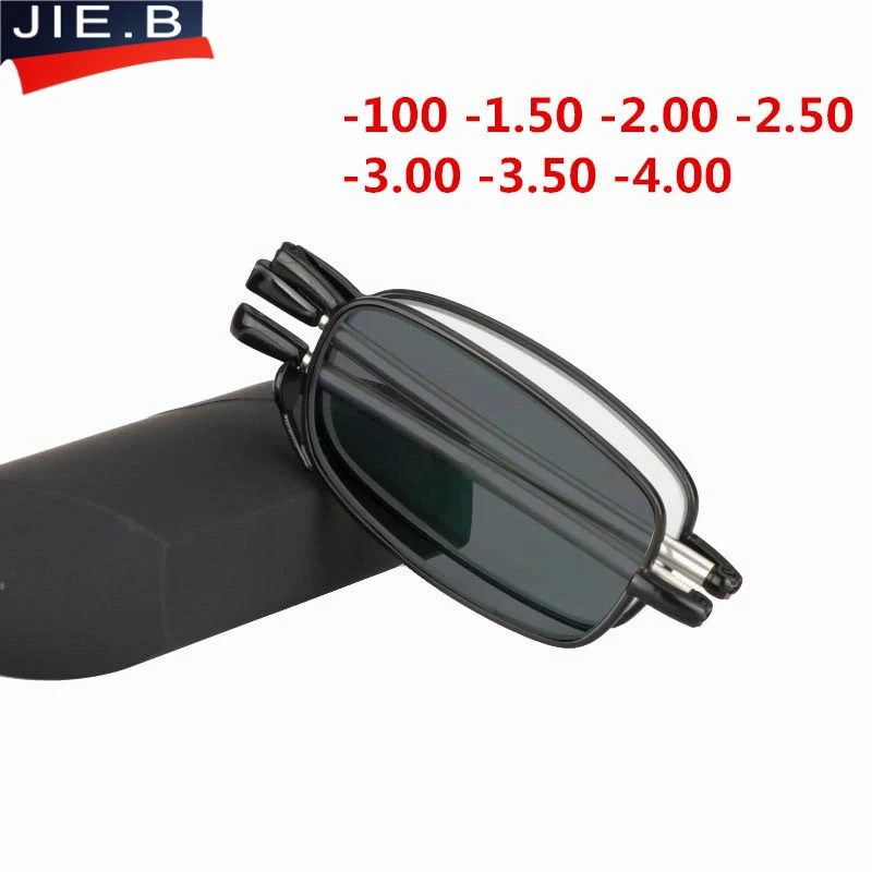 

JIE.B MINI Folding Sun Photochromic Finished Men Women Myopia Eyeglasses Frame Sun glasses optical Myopia Eyewear Oculos Male