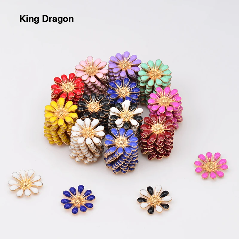 Daisy Rhinestone Embellishment Used As Hairbow Center Or Nail Art Decoration Flat Back 18MM 10PCS/Lot Gold Color KD567