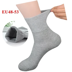 Chaussettes classiques confortables pour hommes, chaussettes pour personnes diabétiques, chaussettes monochromes pour hommes d'affaires, grande taille, 48,49,50,51,52,53, 5 paires