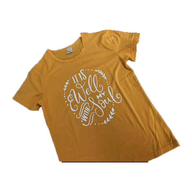 Sugarbaby  It is well with my soul T-Shirt Stylish Belief Coll Top Feamle Short Sleeve Shirt Fashion Clothing Summer Christian