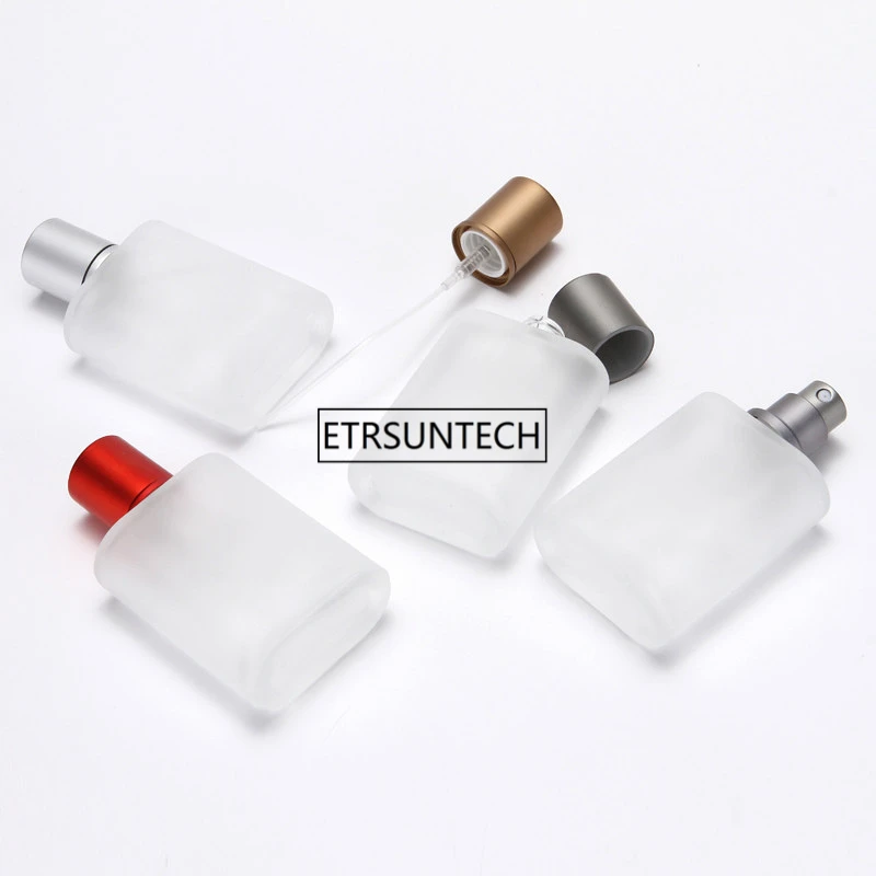 50pcs 35ml Frosted Glass Spray Perfume Bottle Refillable Portable Empty Glass Automizer F2176