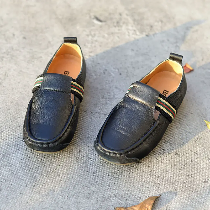 Mocassins en cuir véritable pour enfants, chaussures d'école antidérapantes, décontractées, à la mode, pour garçons